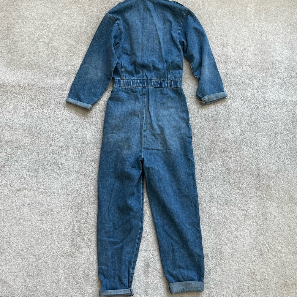 FRAME NWT MILITARY BAND PLEAST FRONT DENIM JUMPSUIT SIZE XS TRENDY STYLISH DATE - Picture 3 of 13